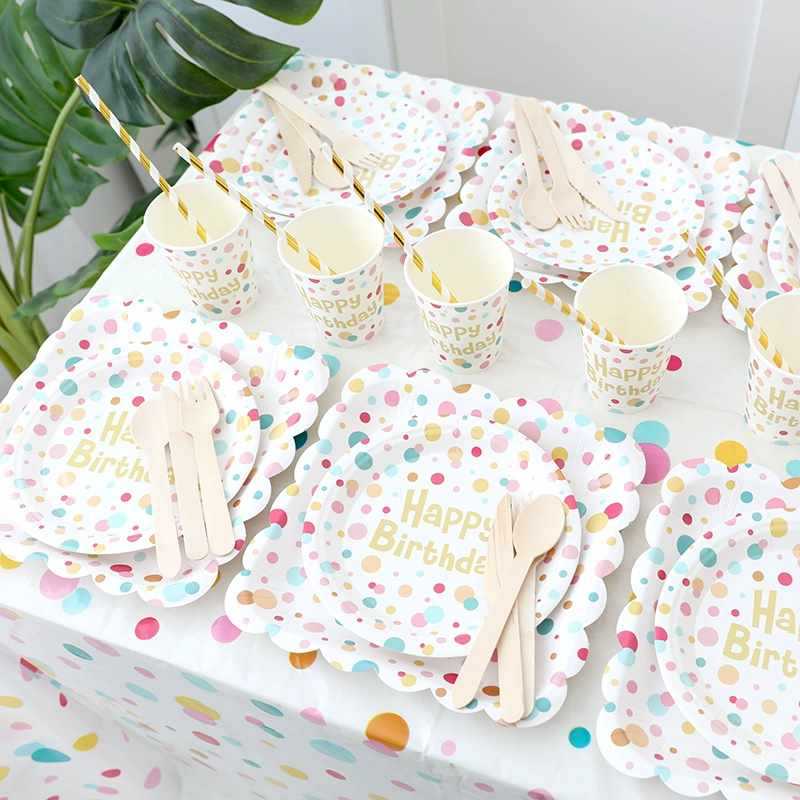 Picnic plate disposable paper plate children's party tableware dessert table decorations white plate birthday party cake plate