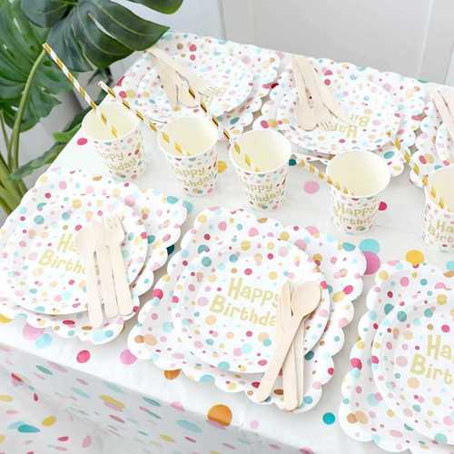 Picnic plate disposable paper plate children's party tableware dessert table decorations white plate birthday party cake plate