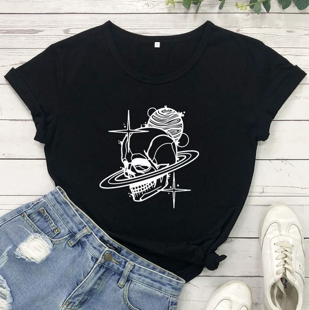 Футболка с черепом, как внешняя торговля, новая мода, топ с коротким рукавом и надписью, одежда AliExpress, трансграничные поставки, Азия
