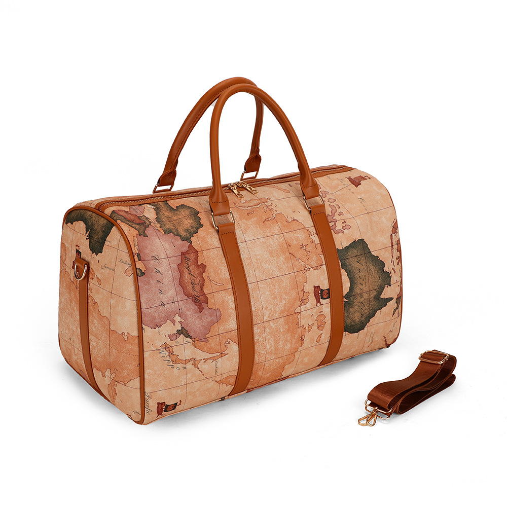 Trendy soft leather travel hand-held large capacity diagonal cross bag, short distance business trip PU luggage bag_voghion.com