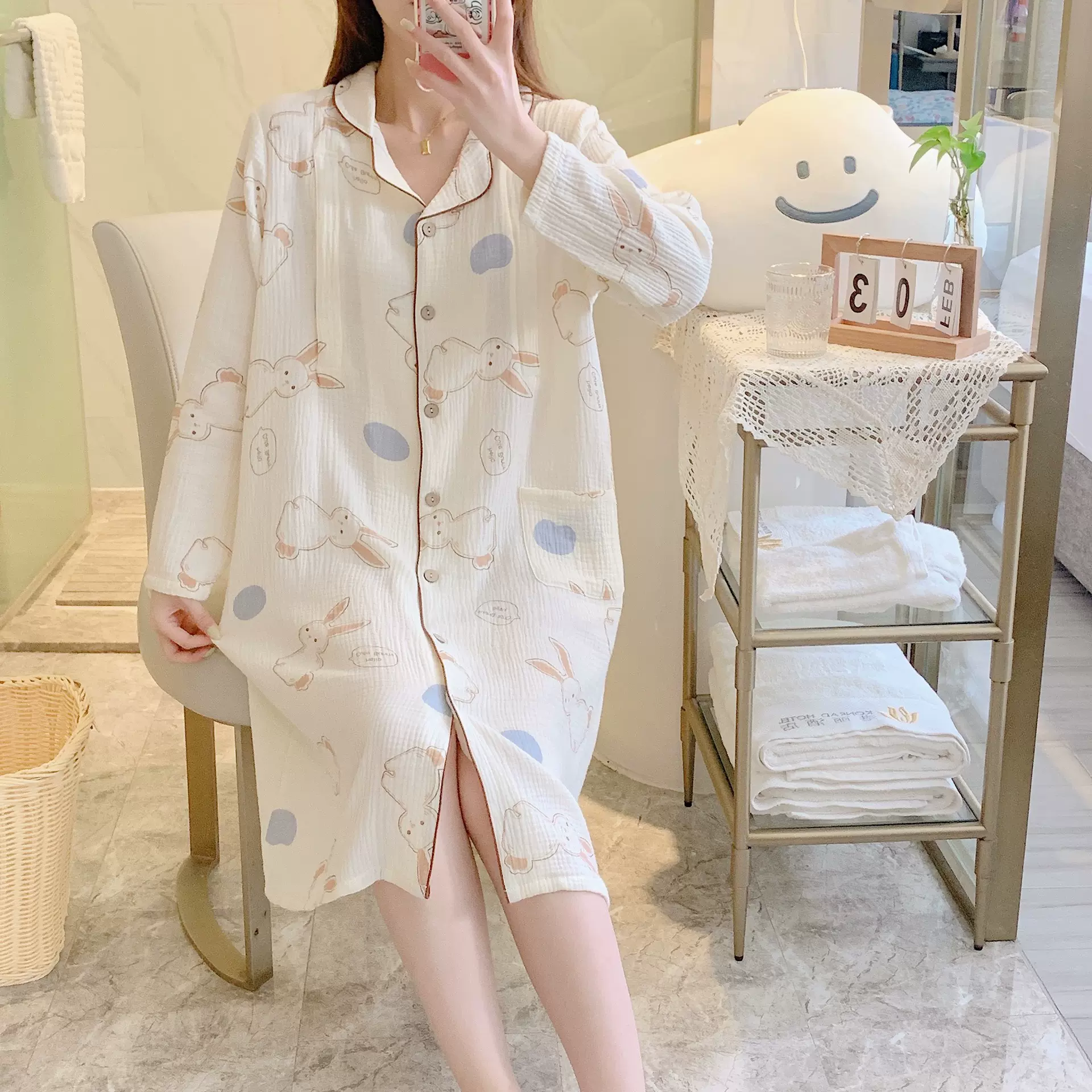 多款夏季孕妇裙纯棉绉布长袖产后喂奶衣薄款宽松哺乳连衣裙代发