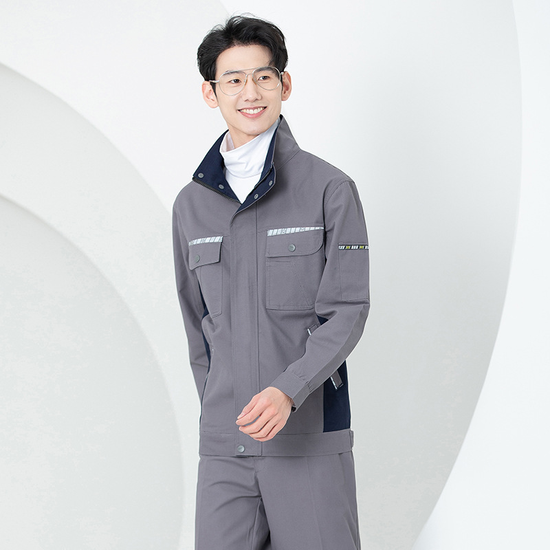 Primavera y otoño conjunto de ropa de trabajo masculina desgaste oficina de reparación de automóviles sitio de construcción de instalación de agua y electricidad trabajadores de seguro laboral personalizados / fabricados