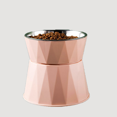 One piece drop shipping cat bowl wholesale tall neck guard pet bowl stainless steel non-black chin cat food bowl cat food bowl cross-border