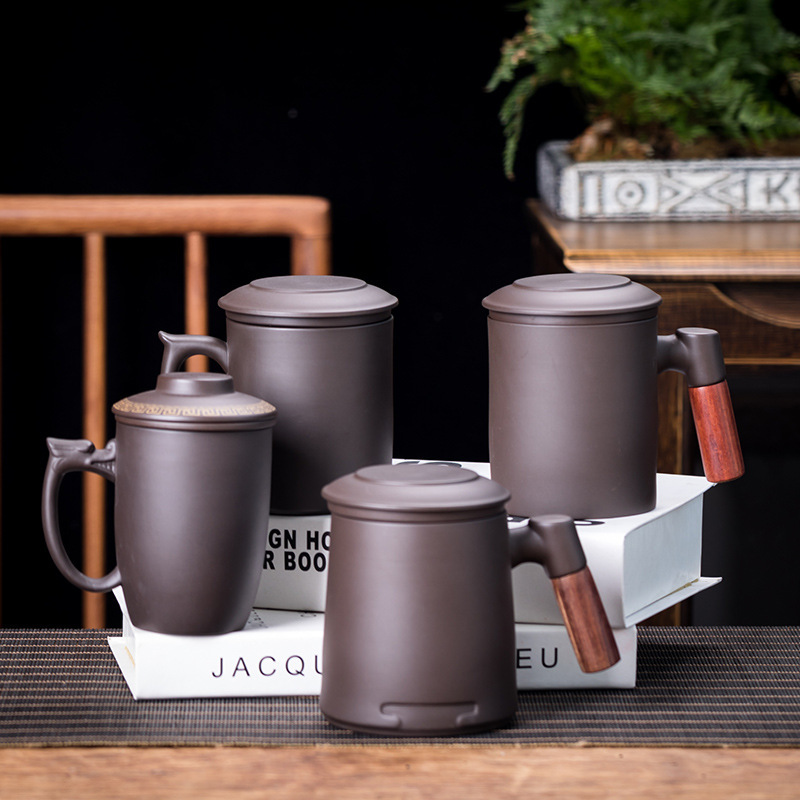 Original Ore Purple Sand Office Cup Large Liner With Lid Filter Ceramic Water Cup Gift Conference Festival Gift