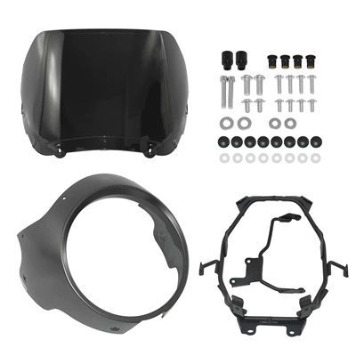 Head Cover Headlight Cover | Motorcycle front windshield - matt-gray-headlight-shade-smoked-black-windshield