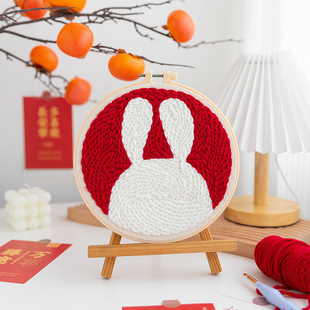 Handmade diy Year of the Rabbit Cute Embroidery Living Room Bedroom Hanging Ornaments Novice Homemade Zero Basic Material Bag