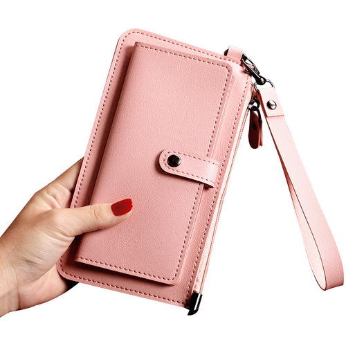 Women's Long Handle Multi-functional Wallet with Multiple Card Slots, Zipper Closure Student Card Holder Handbag for 2025