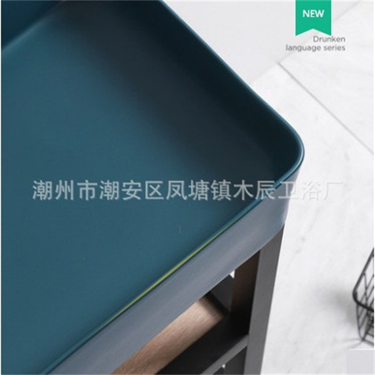 Shiyi simple piso-pie Nórdico pequeño apartamento mueble de baño lavabo de acero inoxidable mueble de baño lavabo