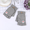 Gloves, winter keep warm knitted woolen set for elementary school students with pigtail, fingerless