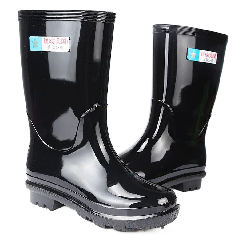 Средняя труба Мужские резиновые туфли ПВХ Охрана труда взрослых черные мужские резиновые сапоги Резиновая обувь Нескользящая износостойкая водонепроницаемая обувь производители оптом