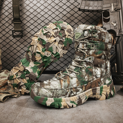 Plus-size combat boots for men, outdoor camouflage boots, high-top hiking boots, men’s tactical boots, men’s hiking and training boots.