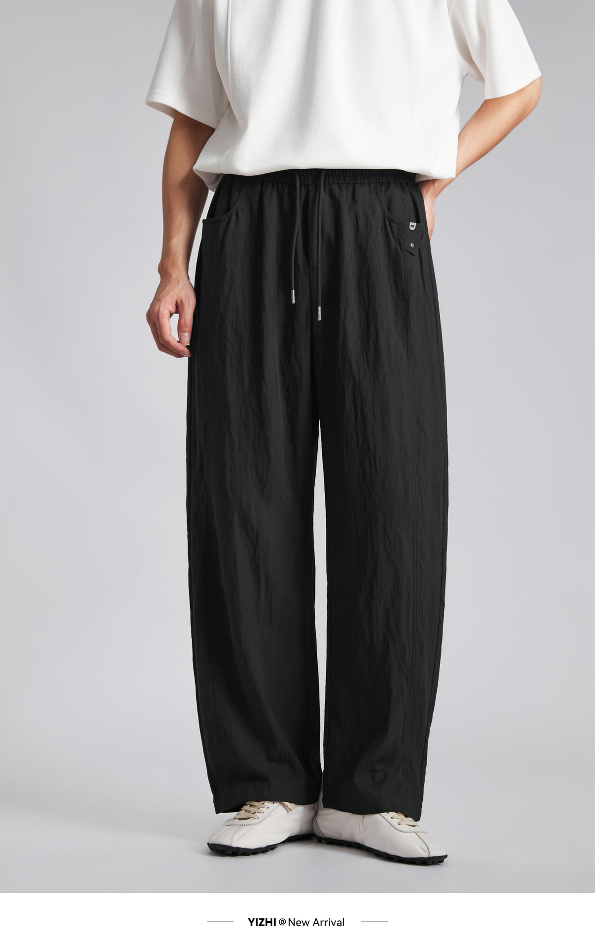 Quần dài nam ống rộng chất liệu linen phong cách thư giãn — đen chi tiết 21