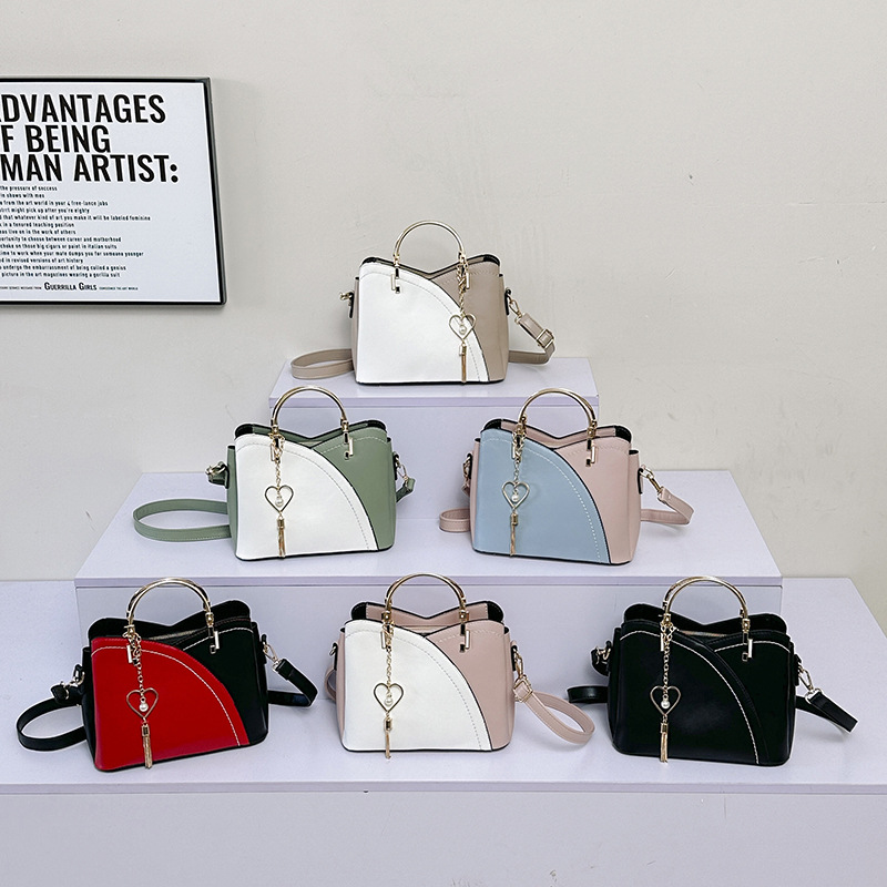 Bolsos transfronterizos moda femenina estilo coreano color de contraste bolso de hombro de gran capacidad casual bolso de mensajero de todo fósforo al por mayor