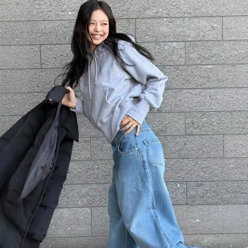 Jennie-Style High-Waisted Slimming Straight Wide-Leg Jeans for Women 2025 Washed Faded Blue Long Pants Jennie-Style High-Waisted Slimming Straight Wide-Leg Jeans for Women 2025 Washed Faded Blue Long Pants