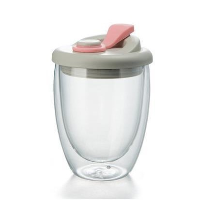 Taza de huevo de vidrio transparente con tapa taza portátil taza de café de leche de doble capa con tapa taza de bebida de jugo de vidrio