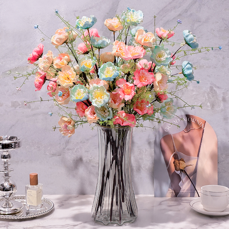 Simulación de mariposa de polen flores falsas decoración de la mesa de comedor azalea decoración de boda ramo flores de seda