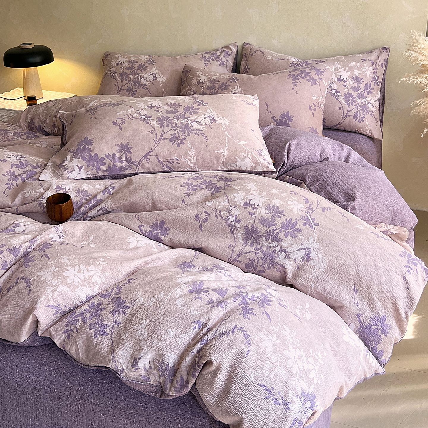 Nuevo algodón de alto peso, lino de cuatro piezas, ropa de cama desnuda para dormir, sábanas gruesas, cubierta de colchón de tres piezas