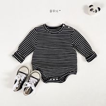 韩版ins爆款百搭条纹舒适云感棉长袖包屁衣潮流宝宝秋季新三角爬