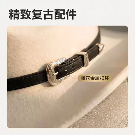 跨境欧美款外贸西部牛仔帽大沿毛呢礼帽民族风骑马帽户外卷沿礼帽