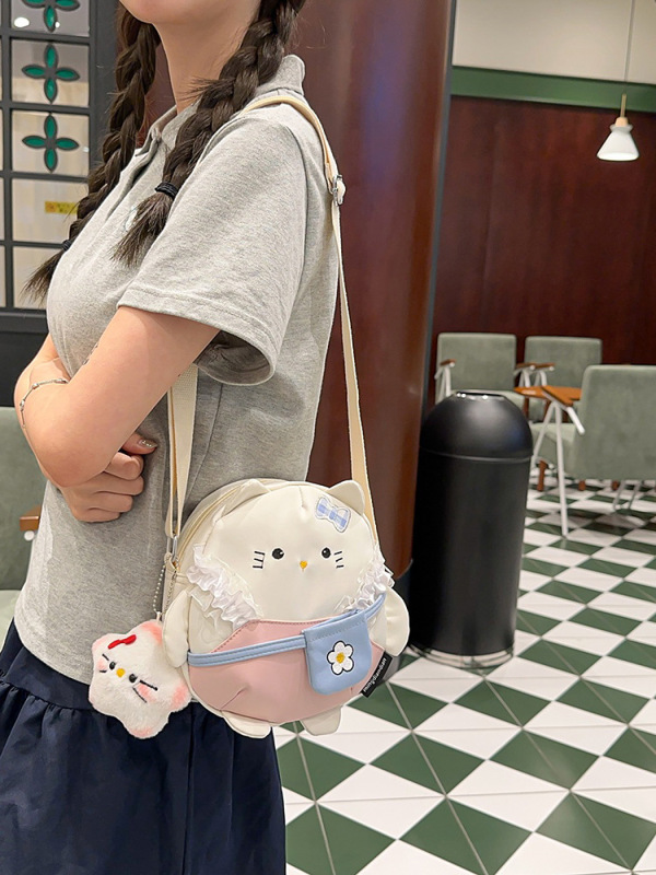日本のかわいい猫キャンバスバッグ女の子多用途クロスボディバッグ漫画ショルダーバッグ学生カジュアル旅行バックパック|undefined