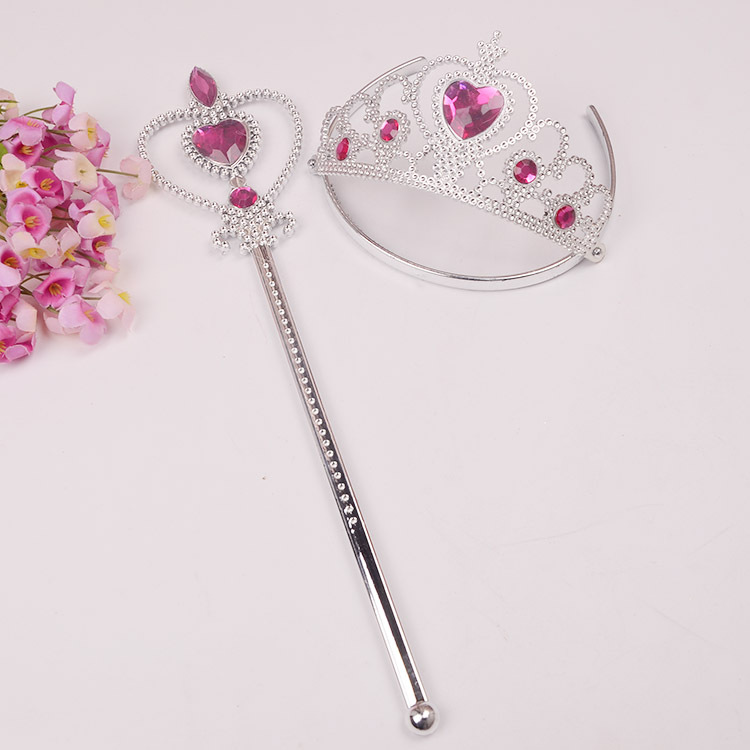 Hielo y nieve corona palo mágico traje de dos piezas Qiyuan niños Hada palo de melocotón Regalo de Cumpleaños juguete de rendimiento de plástico