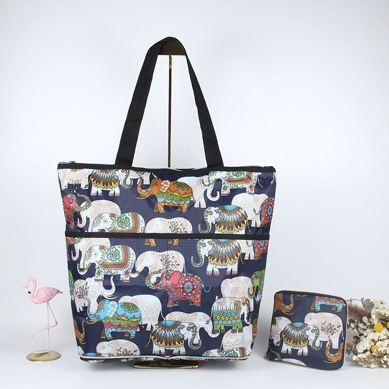 М compressed cartoon folding handheld shopping bag, вместительная льняная сумка, ткань оксфорд, корейский стиль