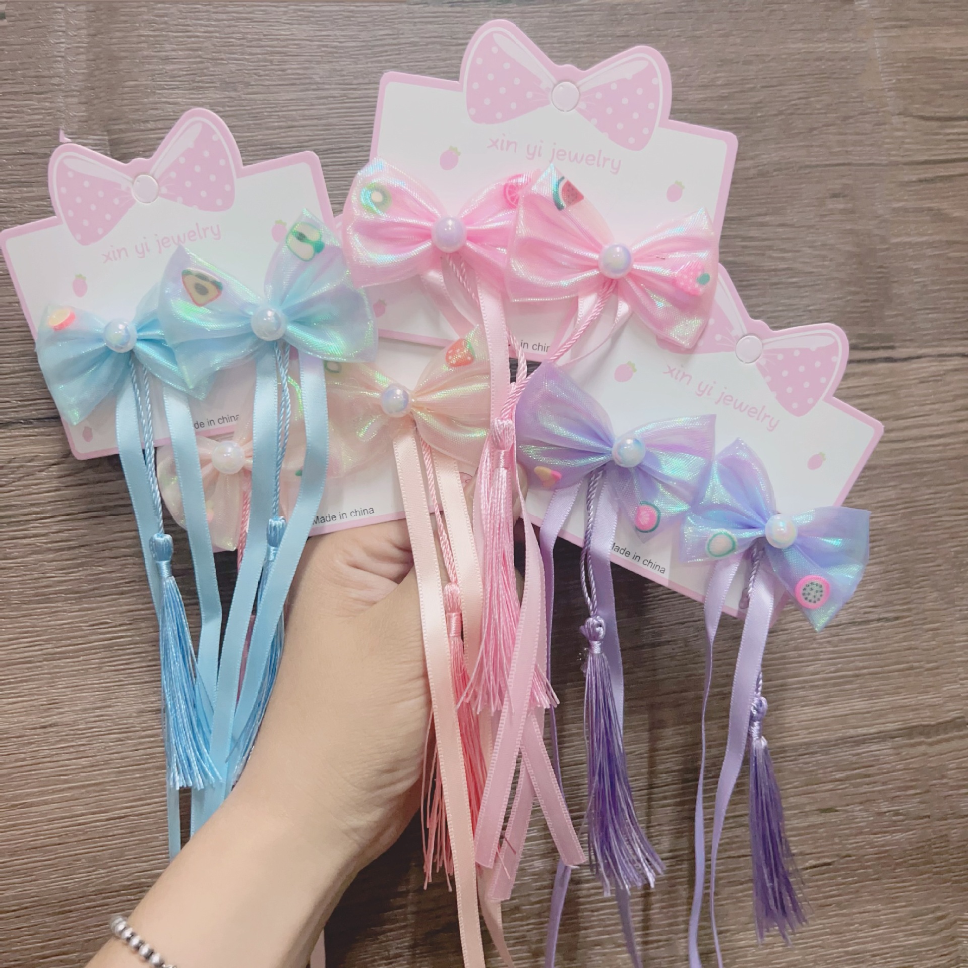 Niña hanfu estilo antiguo arco cinta de los niños horquilla púrpura Internet celebridad pequeña princesa horquilla niñas accesorios para el cabello