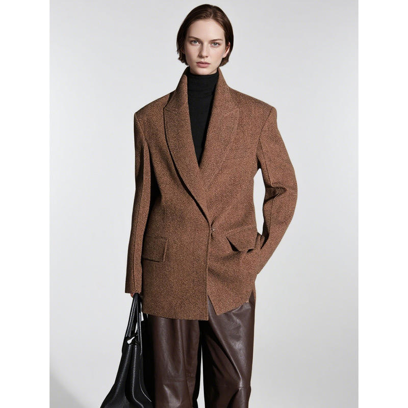 Rongtai Fashionable British Style Fine Wool Small Suit for Women 2025 Autumn New Loose Cool Shoulder Pad Jacket