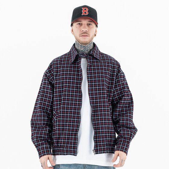 Lanhai Men's 2025 Autumn and Winter New Entry Luxury High Product M-Series Light Board Classic Wine Red Long Sleeve Plaid Jacket Coat