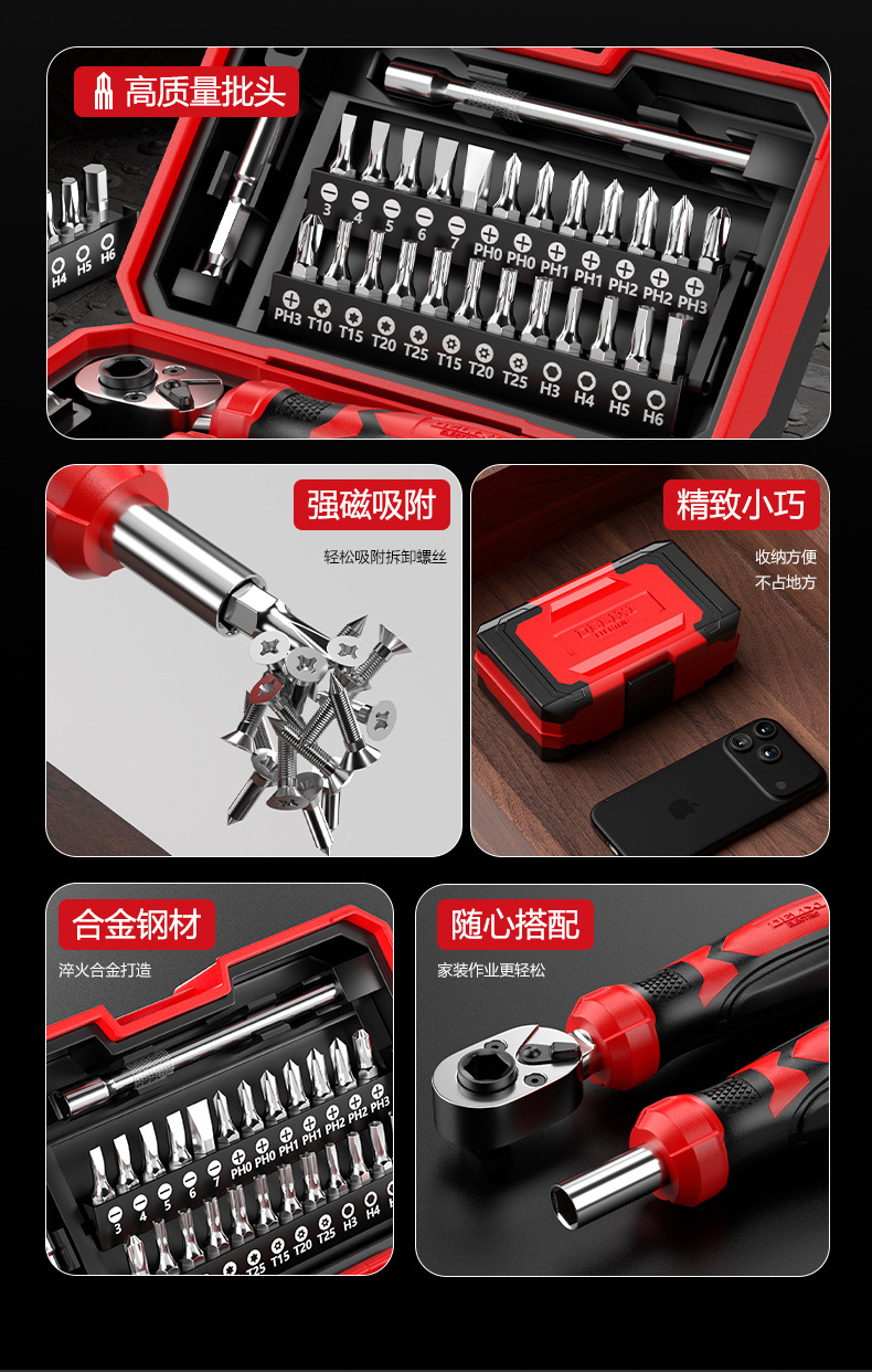 Delixi Electric Ratchet Wrench Set Bidirectional Ratchet Socket Bit Combination Repair Tool Ratchet Screwdriver