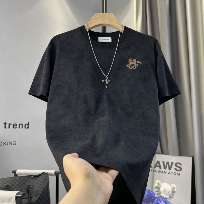 2025 新しい夏のルーズアメリカンヘビーウェイト Tシャツメンズトレンディなブランドカジュアル多用途個性トレンディな快適な半袖|undefined