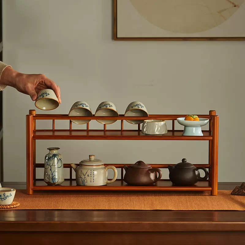 茶桌茶具架茶叶茶柜置物架桌面博古架茶架子茶壶架茶室茶台收纳架