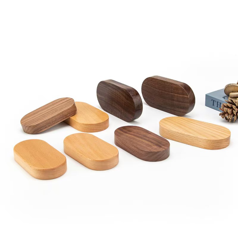 Oval North American Black Walnut Car DIY Base de madera maciza Soporte de exhibición de madera Soporte de madera Muñeca Adornos de escritorio