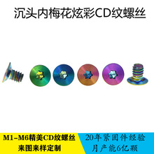 精品FM2x3沉头内梅花CD纹炫彩不锈钢304机螺丝游戏机设备专用螺钉