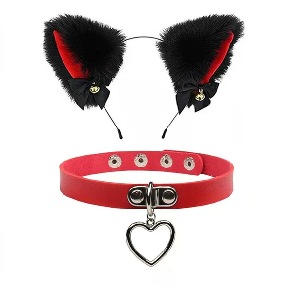Bai Mao Pink Cat Ear+Love White Circle