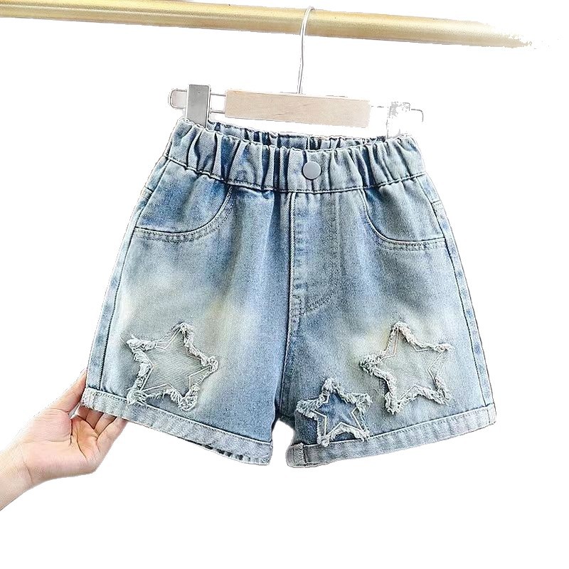 2026 nuevos pantalones cortos para niños de verano, niñas, niños, pantalones cortos jeans de moda, pantalones sueltos y delgados image 3