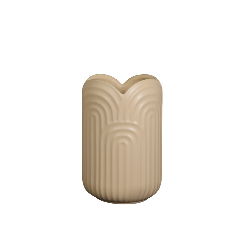 Crema ins estilo geométrico florero de cerámica decoración sala de estar arreglo de flores secas hogar simple decoración suave al por mayor