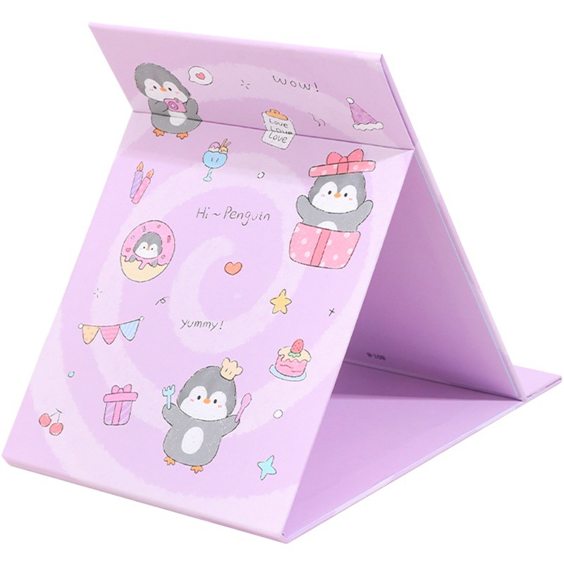 Espejo plegable de dibujos animados lindo estudiante de secundaria espejo de maquillaje portátil espejo de escritorio ajustable de alto aspecto
