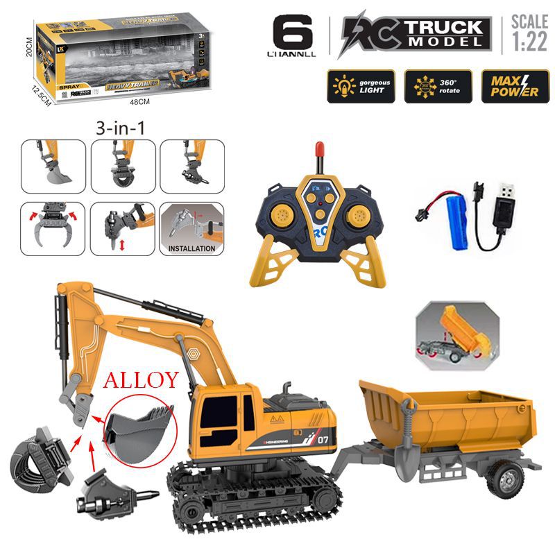 [1:22] Six-channel alloy remote control engineering machine [light and sound] [t…