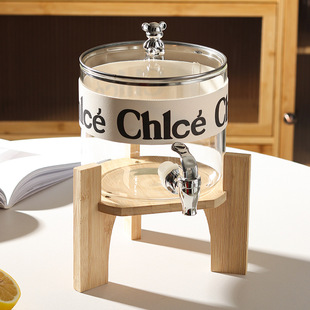 New 2.6L Faucet Glass Fruit Tea Bucket Beverage Bucket Household Juice Jar Green Plum Wine Soaked Large Capacity "Sy"