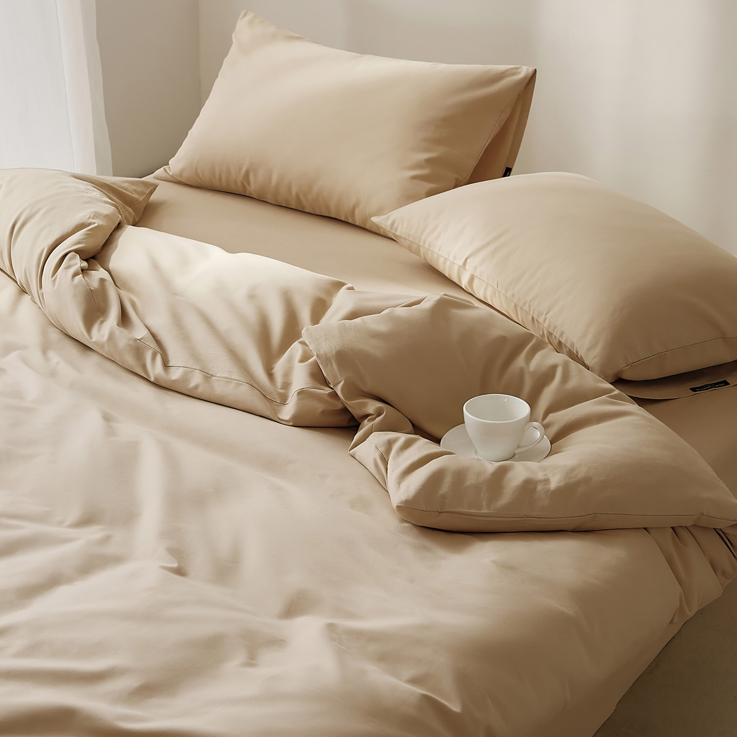 Yunqi-pudding milk coffee / 0.9-1.2m bed [sheet type] three-piece quilt cover 150*200cm sheets 180*230cm pillowcase 48*74cm