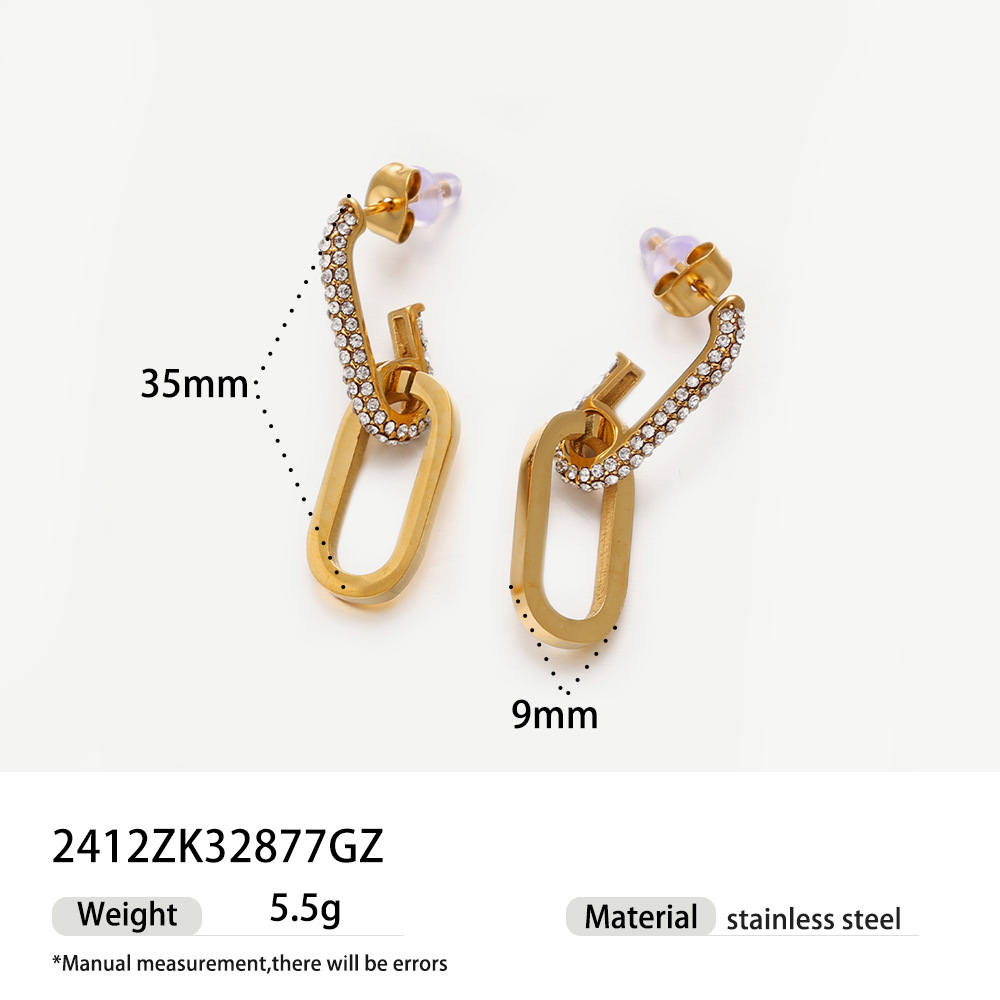 Taina Europa y los Estados Unidos transfronterizos diamantes de acero de titanio geometría simple pendientes de acero inoxidable pendientes de diamantes de color universal