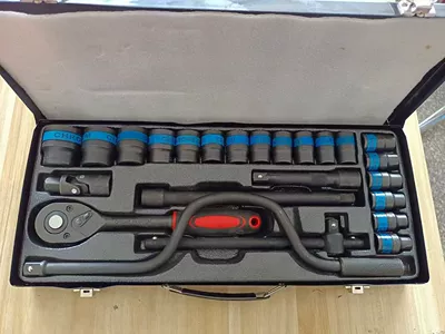 Ratchet Wrench Sleeve Combination Black: Mühərrik tənzimləmə alətləri - 24-piece-set-of-black-phosphated-blue-ribbon-bow-style