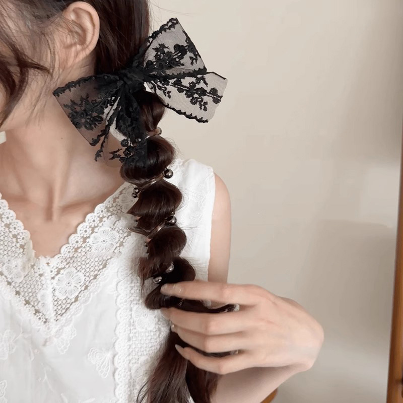 Cabeza de arco espuma trenzada primavera línea telefónica cabello de cabello para niñas de alto nivel sensación de cola de caballo trenzado artefacto para el cabello adornamiento de cabello