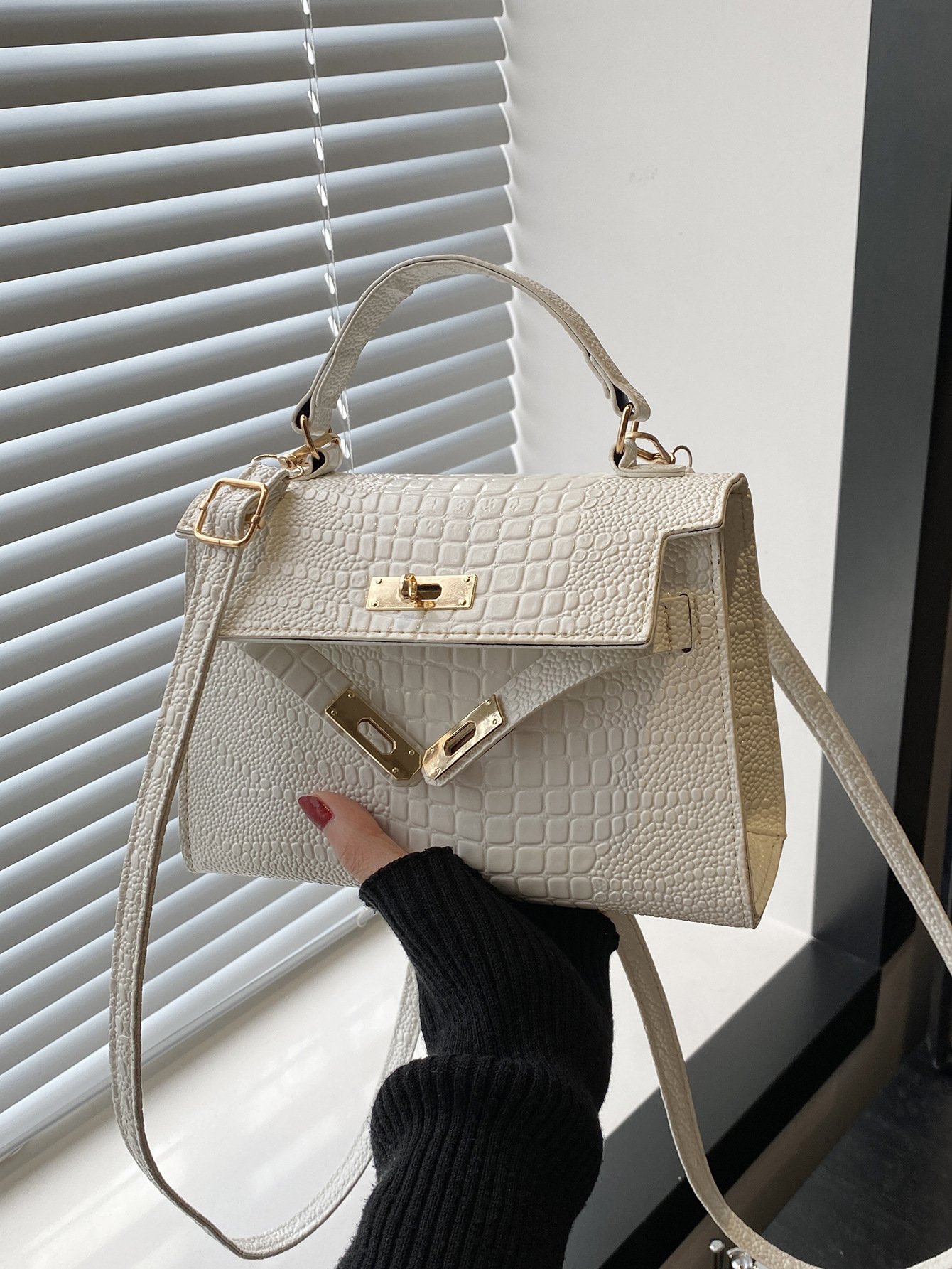 Bolso de mano blanco 2025, nuevo bolso de moda de otoño y invierno, bolso de tela, bolso de mochila, bolso de cocodrilo, bolso de Kelly