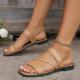 Flat Slippers Women's 2024 Spring New Foreign Trade plus size Beach Fashion Roman Sandals Solid Color Comfortable Women's Shoes
