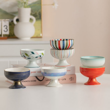 高脚盘陶瓷果盘中式茶点盘点心盘订婚摆台糕点盘水果盘小吃碟托盘