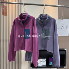 轻量化户外山系口袋立领抽绳休闲外套轻量化摇粒绒男女同款 9262