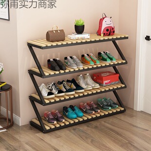 Z型实木鞋架多层防尘家用门口换鞋凳钢木质客厅收纳鞋柜拖鞋架子-阿里巴巴