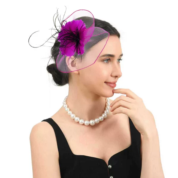 Cross-Border European and American Headwear New Style Mesh Feather Simple Versatile Women's Wedding Dress Hat Headband Hair Flower Accessories